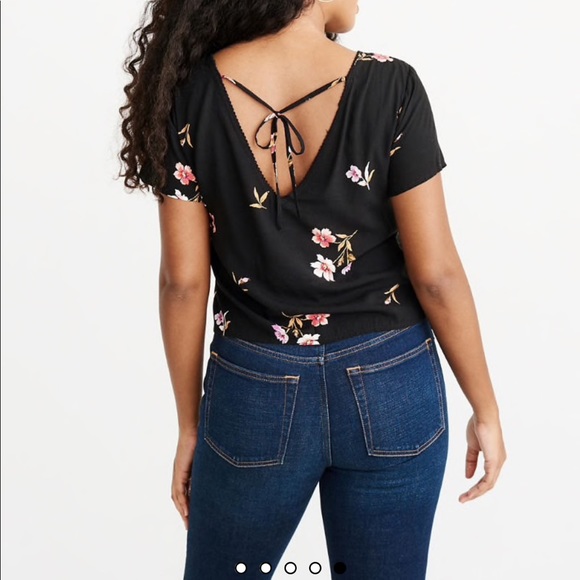 Abercrombie & Fitch Tops - Abercrombie & Fitch Black Floral V-Back Top